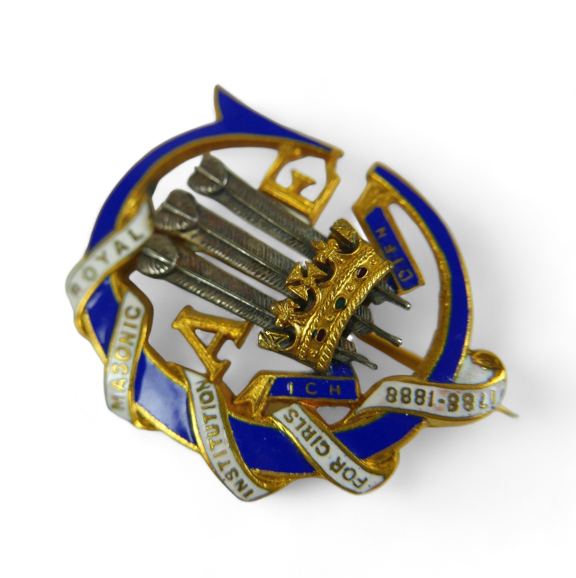 Royal Masonic Institution for Boys, 1892, a gilt-silver and enamel badge by Spencer, London, - Image 2 of 8