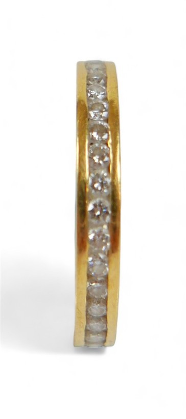 An 18ct yellow gold diamond eternity ring, total 1.00ct G/VS, 3.3mm wide, size R, 4.6g, with C.O.A., - Image 4 of 7