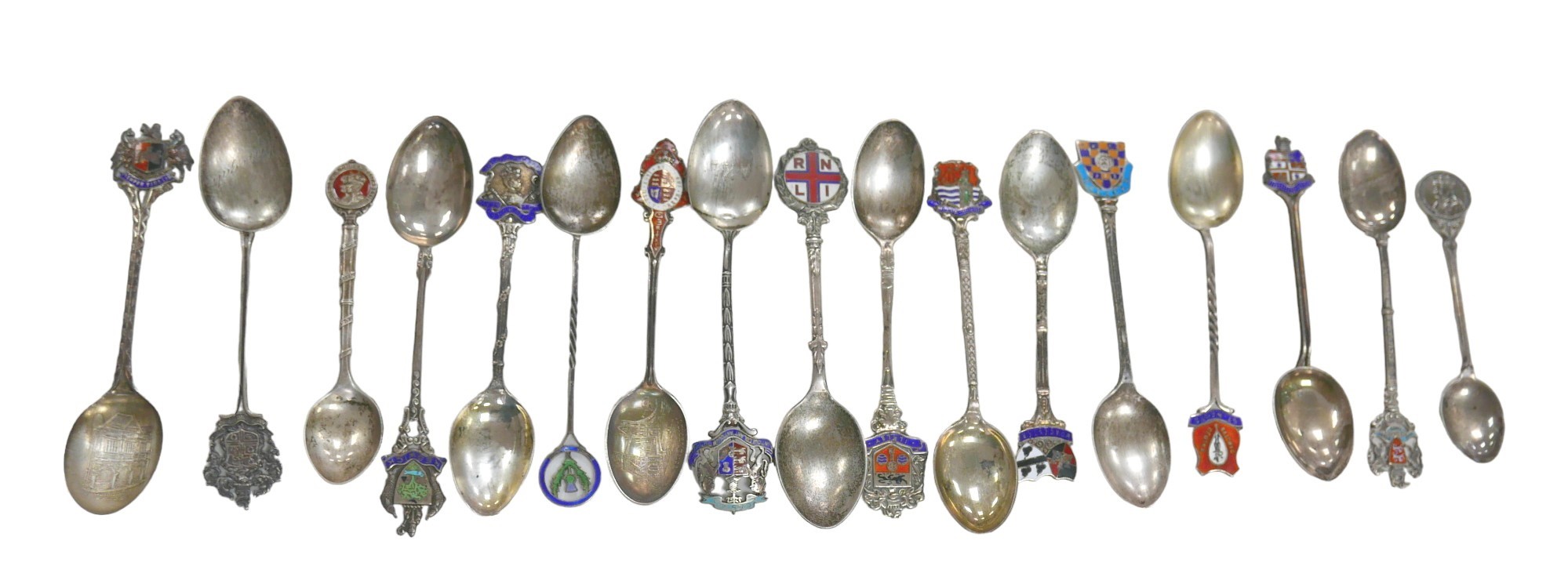 A cased collection of silver and silver plated commemorative teaspoons, approximately 7.2toz of - Bild 2 aus 2
