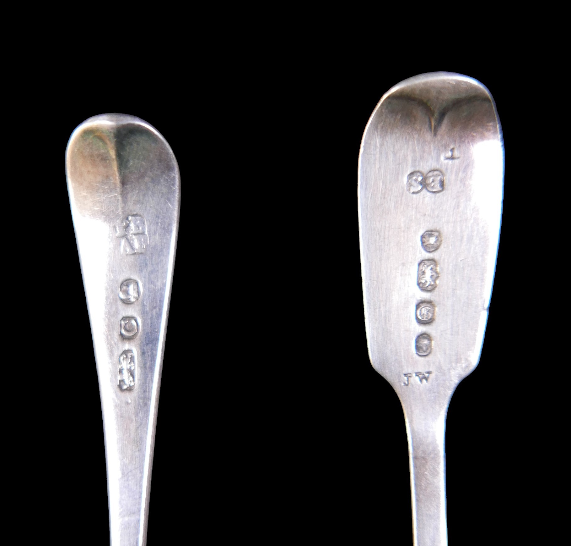 A pair of Georgian silver salts, London 1762/63 with associated silver spoons and replacement - Image 5 of 5