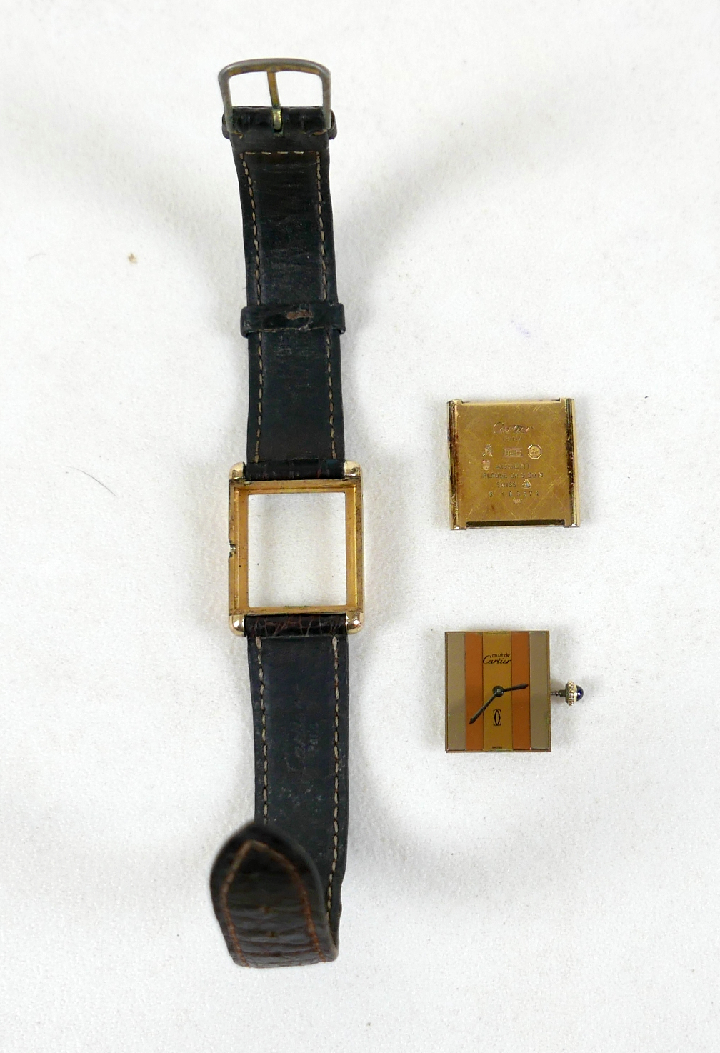 A vintage Must de Cartier lady's tank wristwatch, ref. 6 145571, silver gilt rectangular case - Image 9 of 14