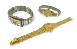 A group of three vintage ladies watches, comprising a gold-coloured metal band Sekonda with oval