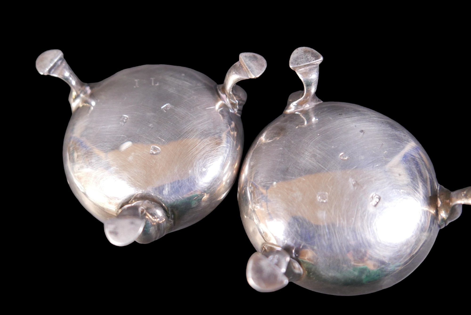 A pair of Georgian silver salts, London 1762/63 with associated silver spoons and replacement - Image 3 of 5