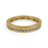 An 18ct yellow gold diamond eternity ring, total 1.00ct G/VS, 3.3mm wide, size R, 4.6g, with C.O.A.,