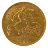 An Edward VII gold half sovereign, 1909.