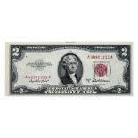 An unusual Two Dollar bill / note, Series 1953 A, Secretary of the Treasury Robert B Anderson,