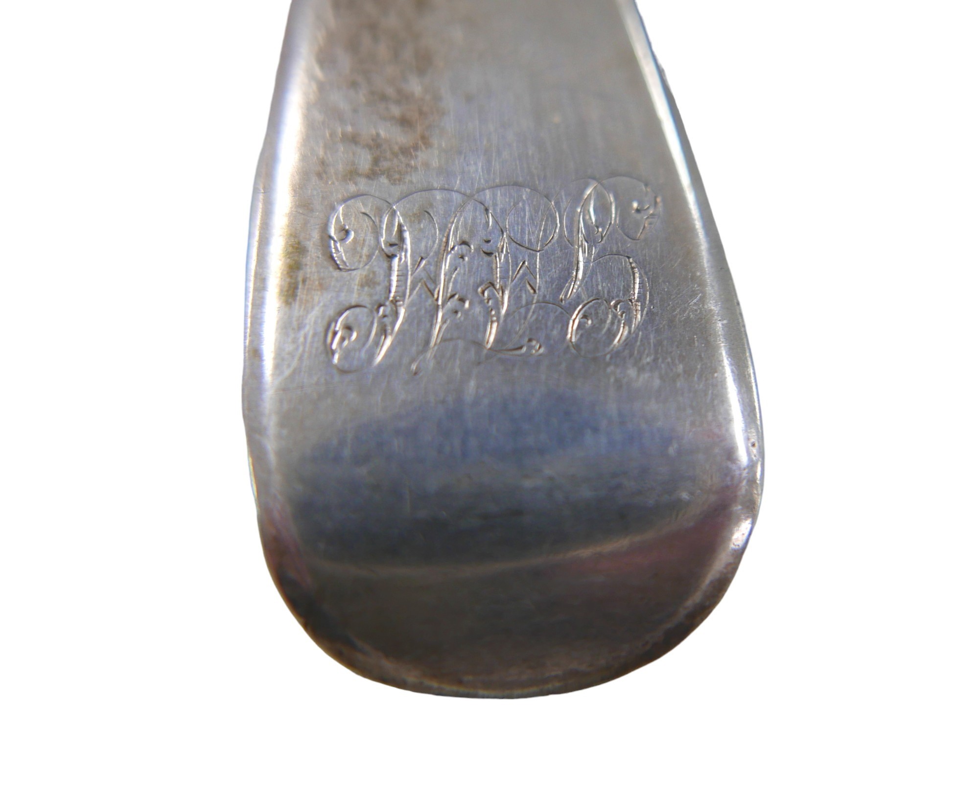 Three George III and later silver table spoons, comprising an old English pattern spoon, monogram to - Image 3 of 6