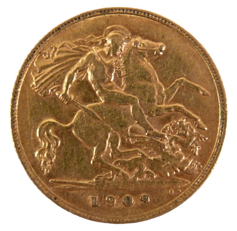 An Edward VII gold half sovereign, 1909.