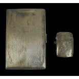 A silver cigarette case, with engine turned decoration, Birmingham, 1932, Deakin & Francis Ltd, 13