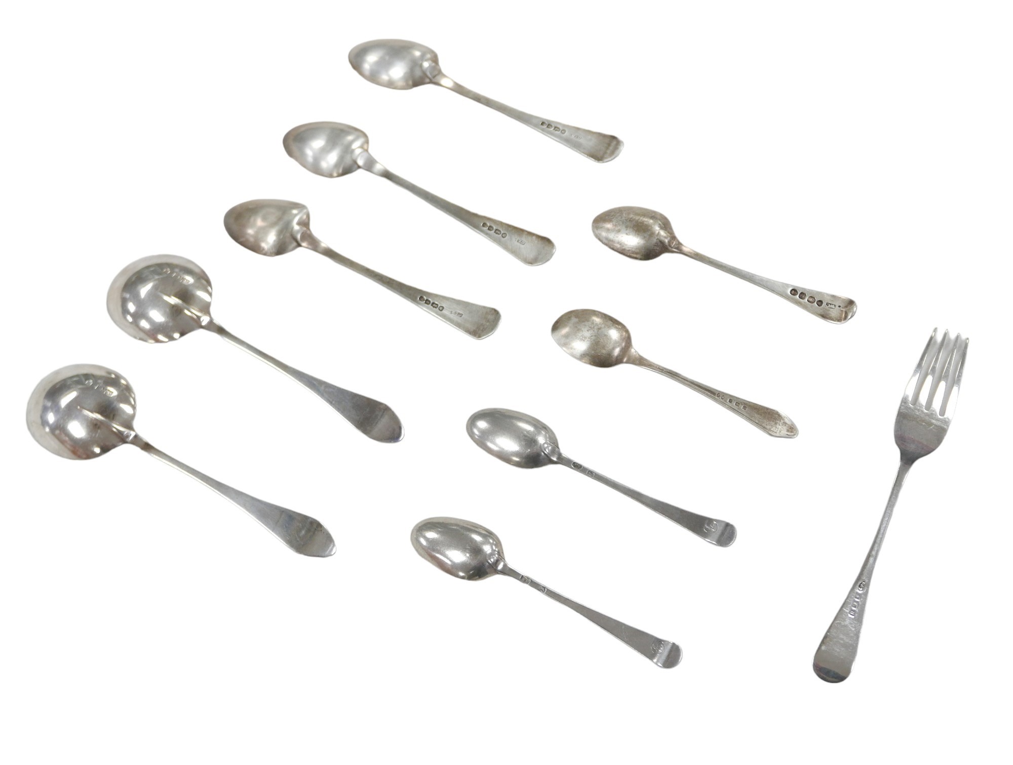 A collection of George IV and later silver flatware, including a George IV teaspoon, William Chawner - Image 2 of 2