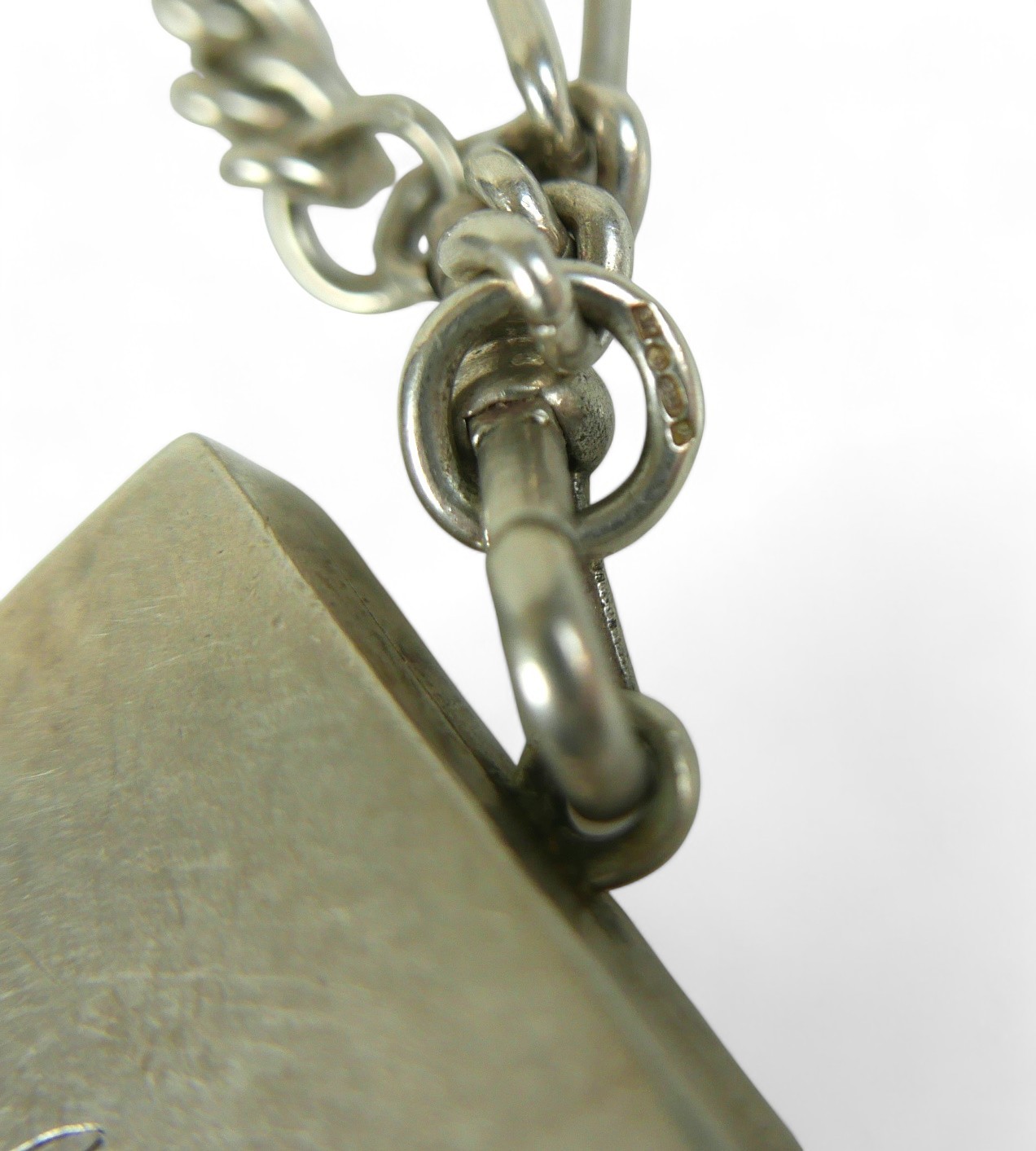 A silver watch chain necklace with white metal vinaigrette with 'Elsa' engraved, chain length - Image 4 of 6