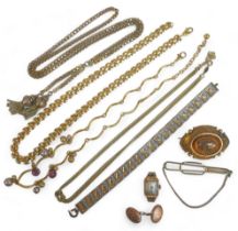 A small collection of jewellery, including a pearl necklace with 9ct gold clasp, an 18ct gold