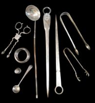 A collection of silver items, including two Victorian letter openers, Jonathan Hayne, London 1821,