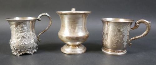 Three Victorian and Edward Vll silver presentation tankards, weight 467gs/15 troy oz. largest 9cm