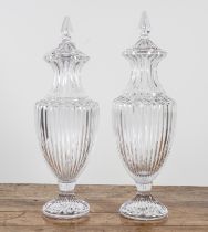 AGARTHI: A PAIR OF LARGE ITALIAN GLASS URNS AND COVERS (2)