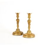 A PAIR OF FRENCH LOUIS XVI STYLE GILT-BRONZE CANDLESTICKS (2)