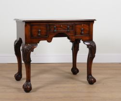 A GEORGE II STYLE MAHOGANY THREE DRAWER LOW BOY