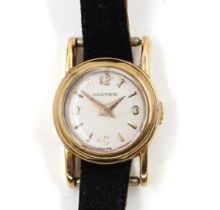 A CARTIER GOLD CASED LADY'S REAR WINDING WRISTWATCH