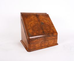 A VICTORIAN WALNUT SLOPE FRONTED DESK TIDY