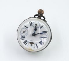 A SILVER MOUNTED KEYLESS WIND PAPERWEIGHT CALENDAR DESK CLOCK