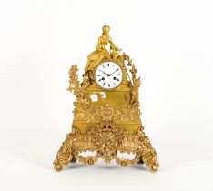 A FRENCH GILT-METAL MOUNTED MANTEL CLOCK