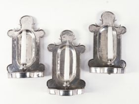 THREE FRENCH ART NOUVEAU PEWTER WALL SCONCES BY ETAIN (3)