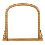 A VICTORIAN STYLE GOLD PAINTED OVERMANTEL MIRROR