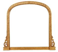 A VICTORIAN STYLE GOLD PAINTED OVERMANTEL MIRROR