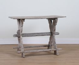 A CONTINENTAL GUSTAVIAN STYLE PAINTED OAK SMALL TAVERN TABLE