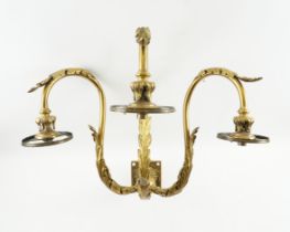 A SET OF FOUR GILT BRONZE THREE LIGHT WALL LIGHTS (5)