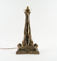 AN ART DECO ELECTROTYPE BRONZE LAMP FORMED AS DANCERS