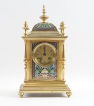 A FRENCH GILT BRASS CHAMPLEVÉ ENAMEL MANTEL CLOCK