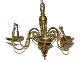 A DUTCH BRASS SIX LIGHT CHANDELIER