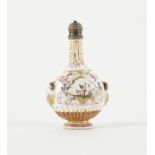 A MEISSEN GILT-METAL MOUNTED SCENT BOTTLE AND STOPPER (2)