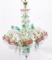 A VENETIAN MURANO GLASS EIGHT LIGHT CHANDELIER