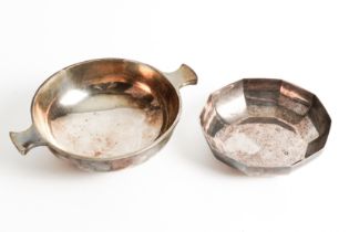 TWO SILVER DISHES (2)