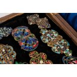 A COLLECTION ART NOUVEAU ENAMEL BUCKLES (QTY)