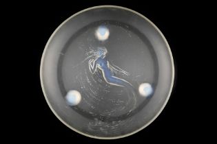 `TREPIED SIRENE'. A LALIQUE CLEAR AND OPALESCENT GLASS DISH