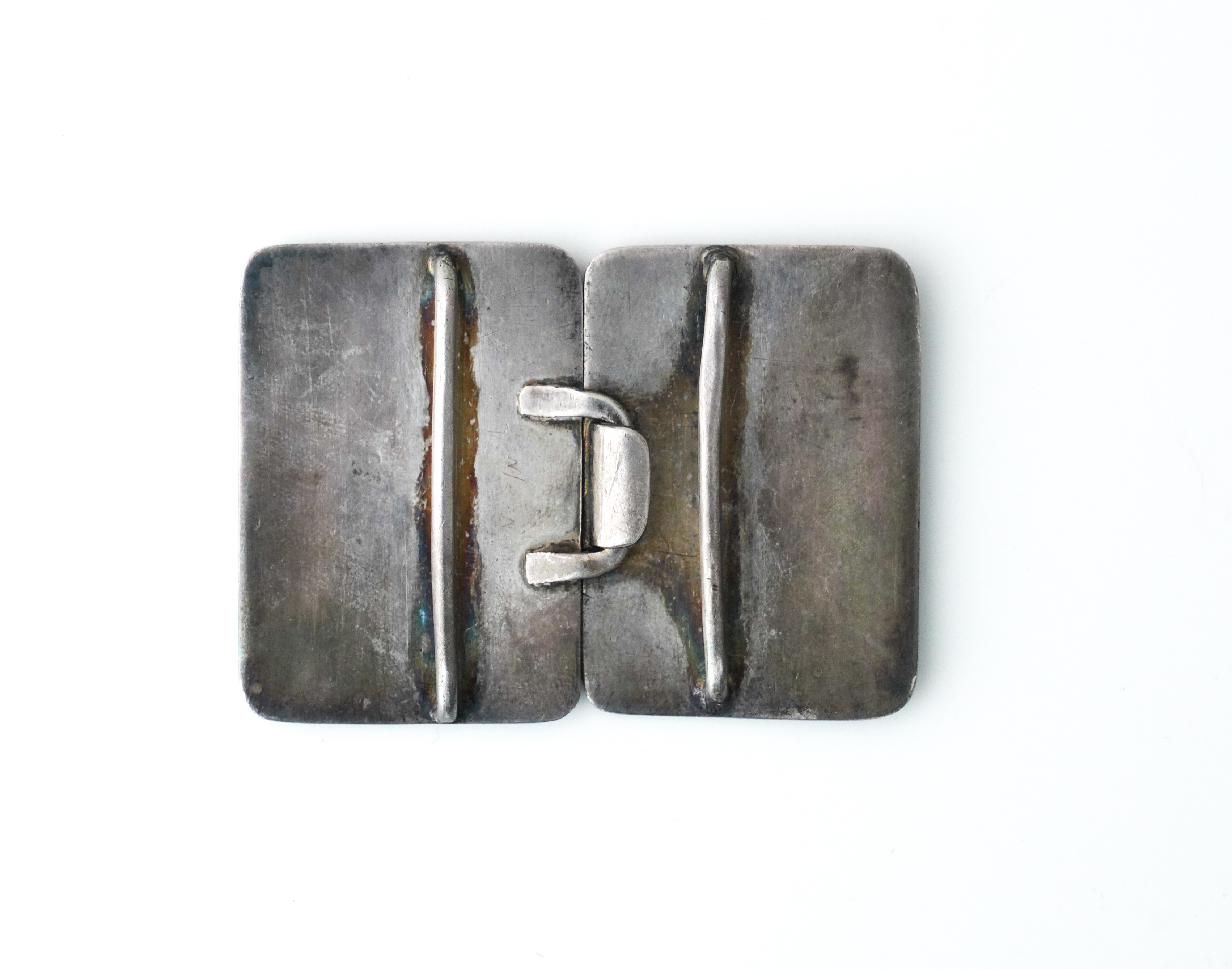 A SILVER AND ENAMELLED TWO PIECE RECTANGULAR WAISTBELT BUCKLE - Image 3 of 3