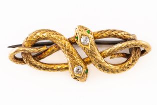 A VICTORIAN DIAMOND SNAKE BROOCH