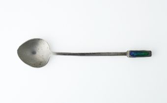 A SILVER AND ENAMELLED SPOON