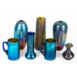 A GROUP OF SEVEN PIECES OF IRIDESCENT GLASS (7)