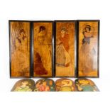 FOUR ART NOUVEAU STAINED SATIN BIRCH PANELS OF THE PERSONIFICATIONS OF THE SEASONS (5)