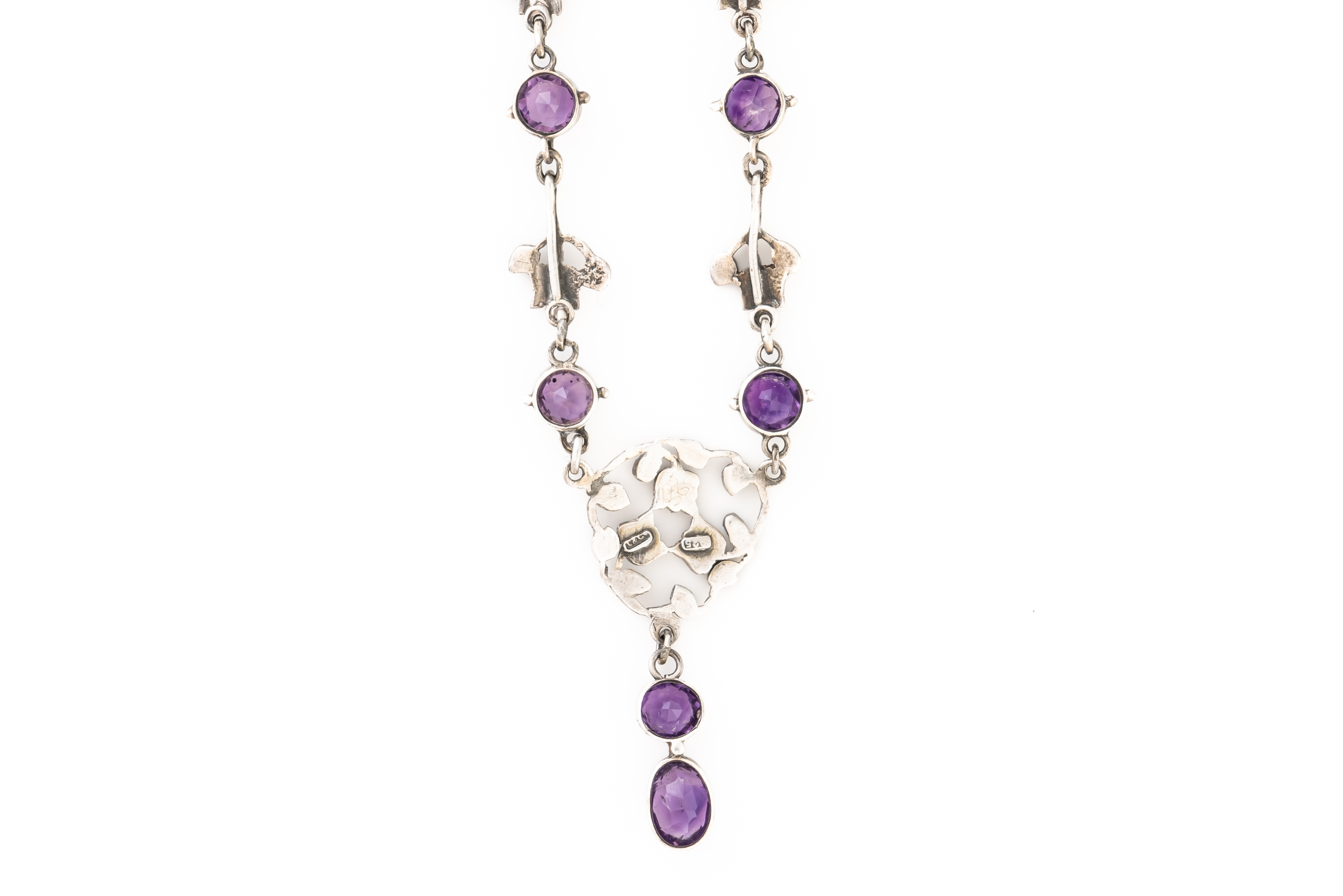 LIBERTY & CO: A SILVER, AMETHYST AND ENAMEL PENDANT NECKLACE - Image 3 of 4