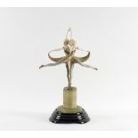 FERDINAND PREISS (1882-1943): AN ART DECO COLD PAINTED BRONZE AND IVORY FIGURES OF 'BUTTERFLY...