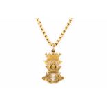 A GOLD "CORONET" PENDANT NECKLACE