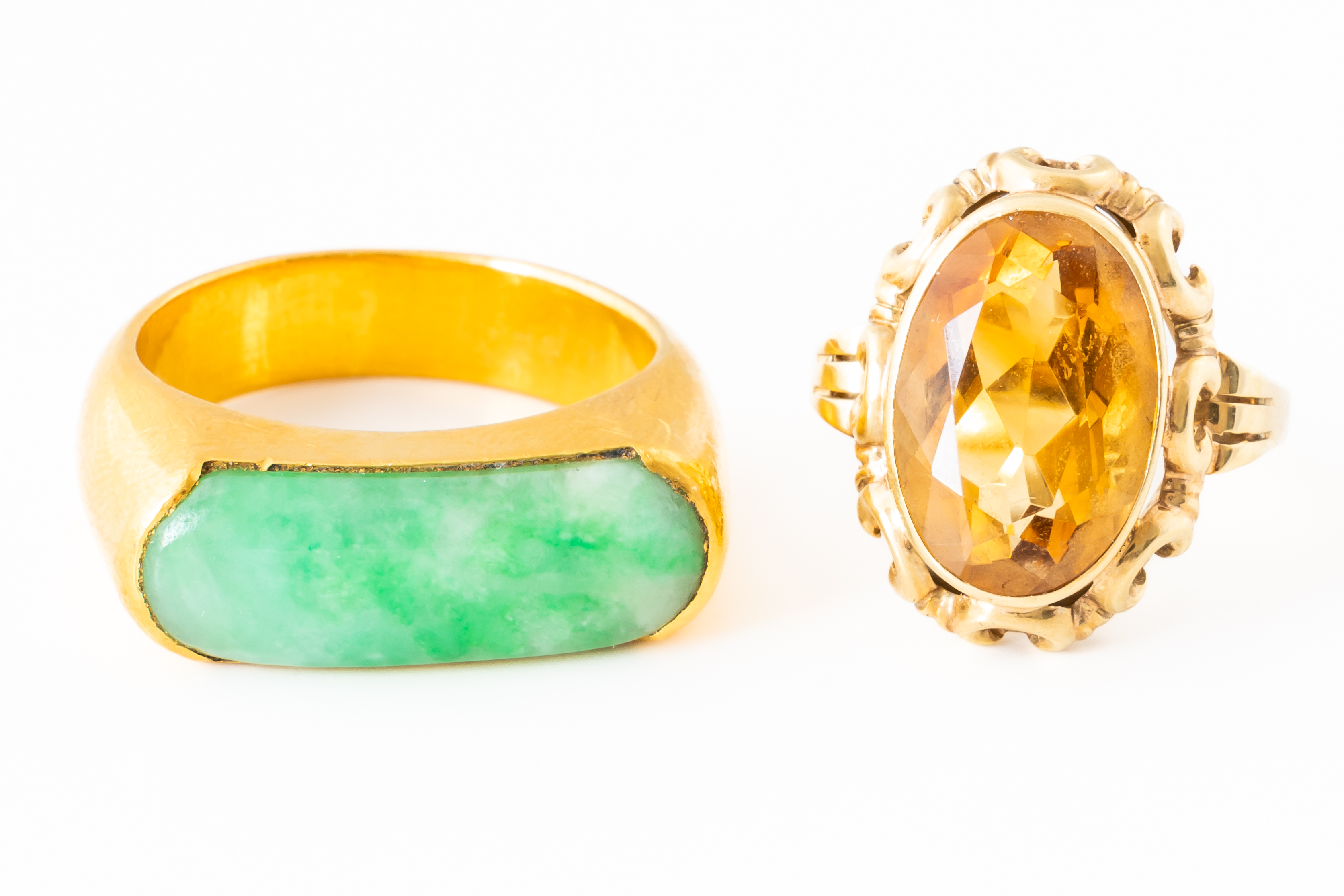 TWO GEMSET AND GOLD RINGS (2)