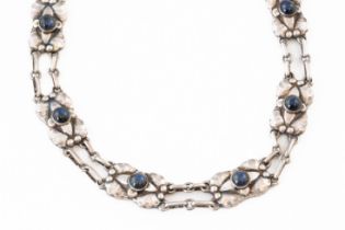 GEORG JENSEN: A SILVER AND LABRADORITE COLLAR NECKLACE