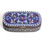 A RUSSIAN ENAMELLED HINGE LIDDED BOX