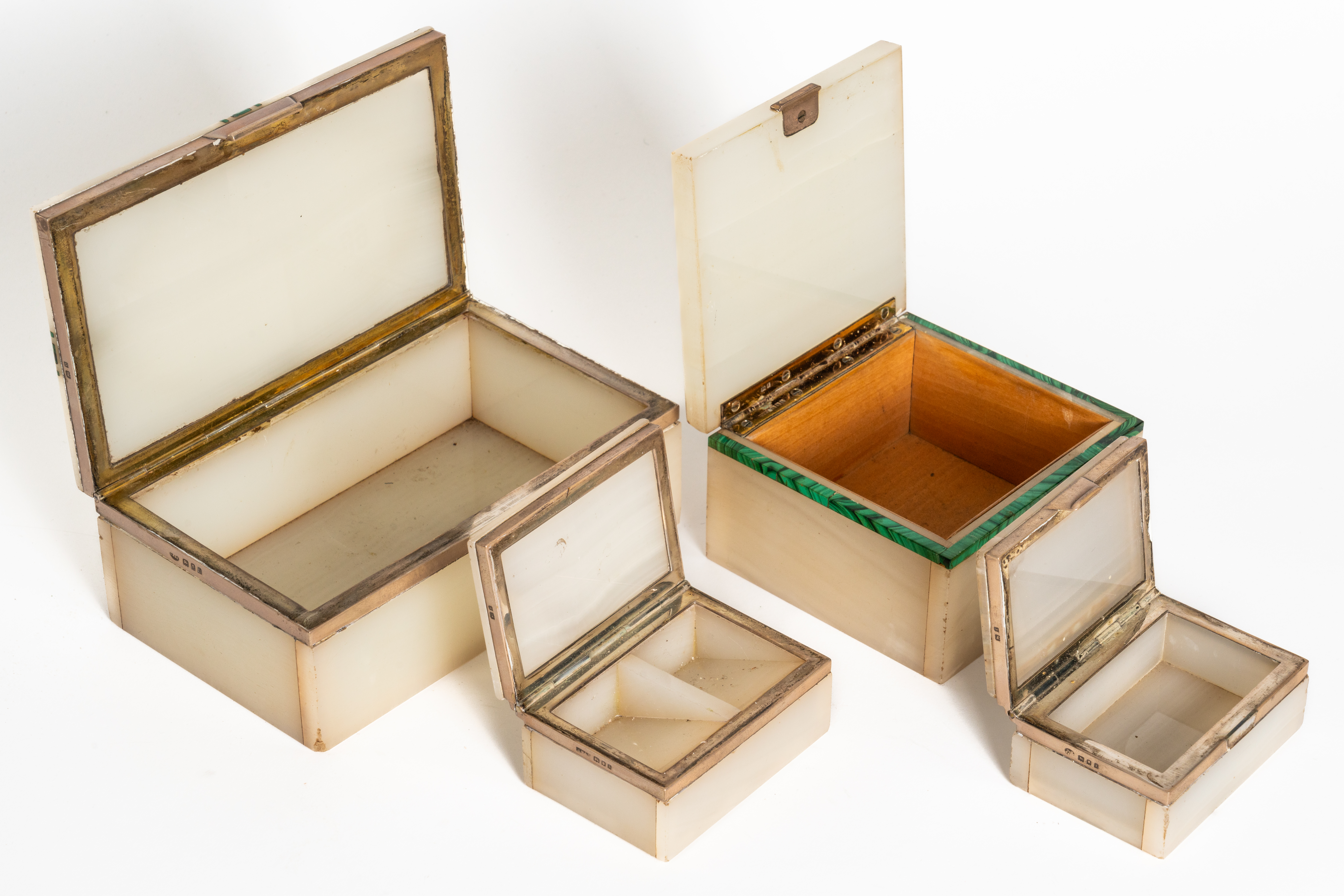 THREE ART DECO SILVER MOUNTED ONYX BOXES AND ANOTHER (4) - Image 13 of 14